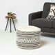 image 2 of Homescapes Priya Cream & Black Macrame Boho Pouffe