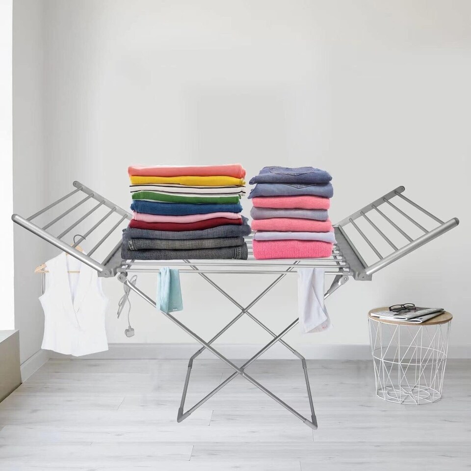 image 1 of Alivio Foldable Clothes Drying Rack with Extendable Wings, Portable Indoor & Outdoor Laundry Airer