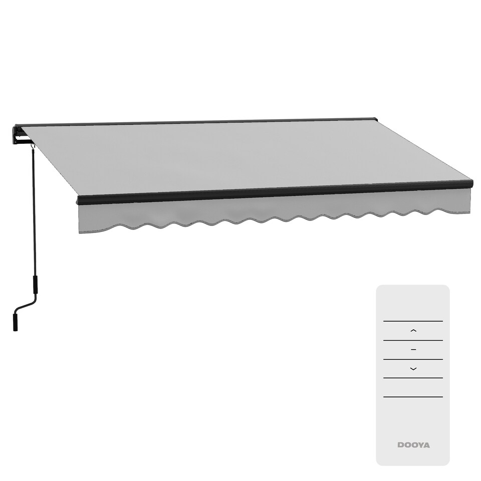 image 1 of Outsunny 3.5 x 2.5m Electric Retractable Awning, Aluminium Frame, Light Grey | Grey | 1