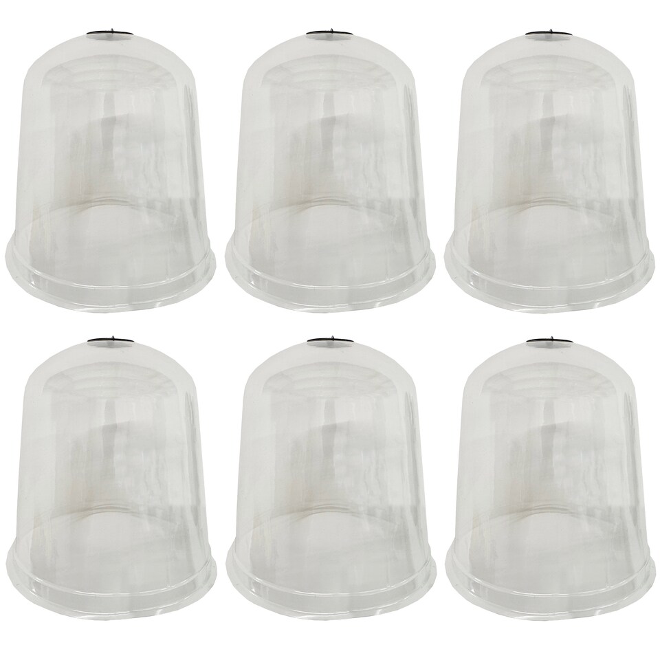 image 1 of Large Plastic Plant Protection Bell Cloche Covers with Ground Pegs - Pack of 6