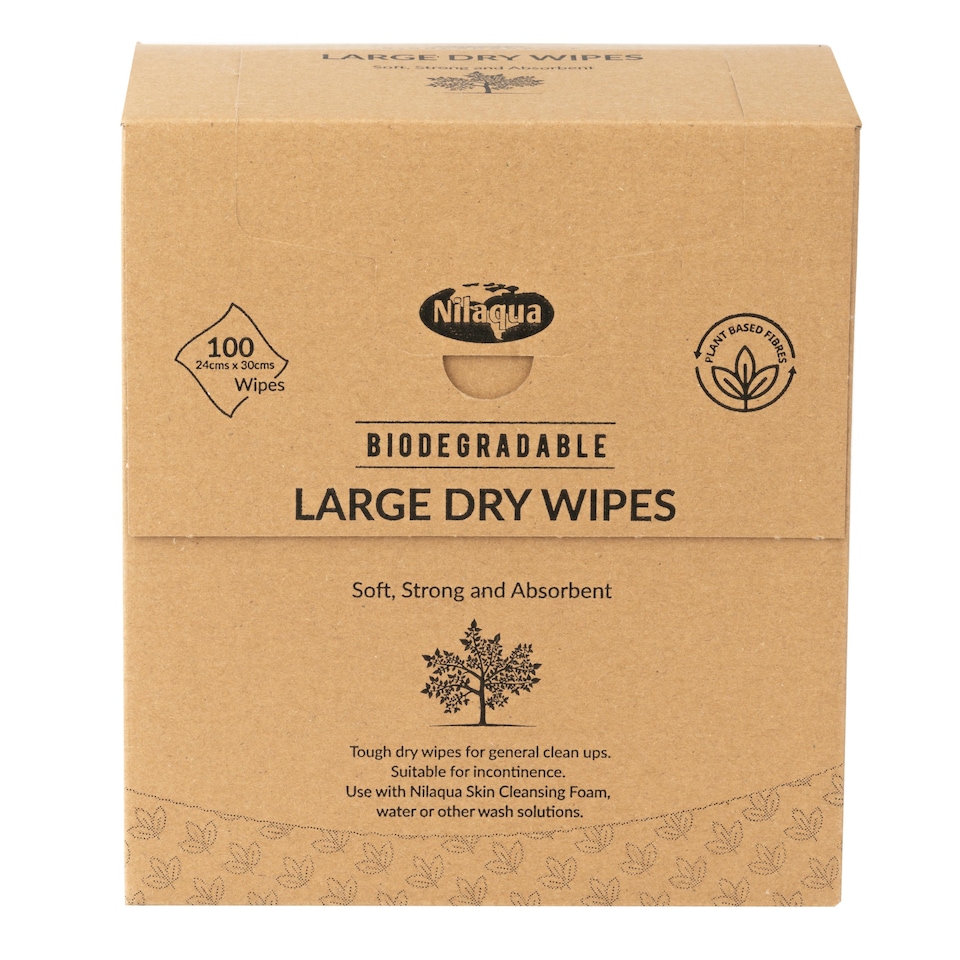 image 1 of 100pk Heavy Duty, Absorbent, Thick Biodegradable Dry Wipes for Adults - Incontinence, Personal Care, Make Up Wipes