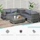 image 3 of Outsunny 6Pcs Rattan Sofa Set Garden Sectional Garden Wicker Furniture Cushion