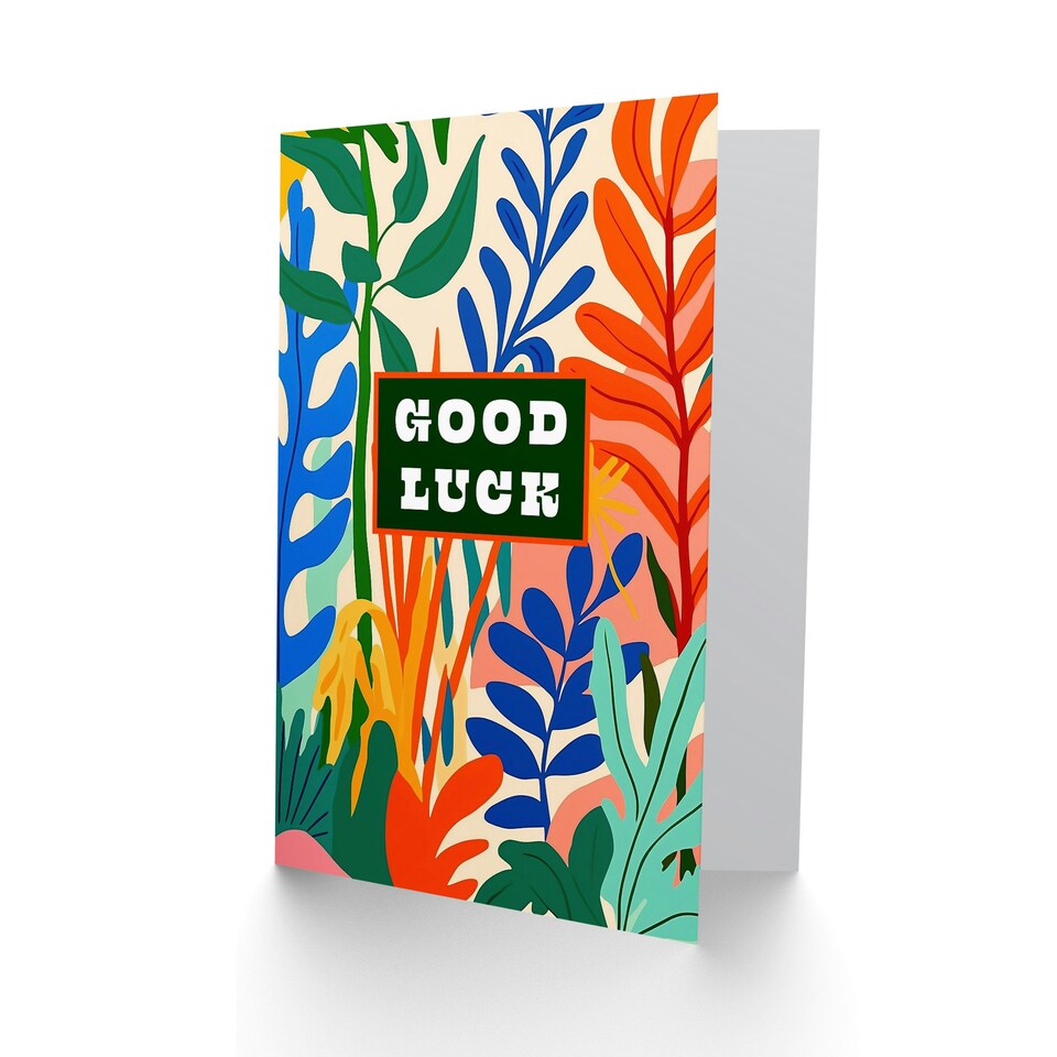 image 1 of Good Luck Card Plant Lover Fun Bold Jungle Leaves Nature