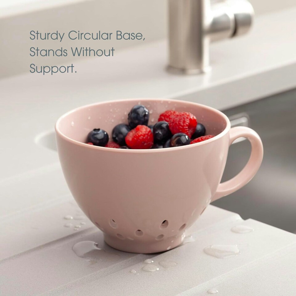 image 1 of Zeal Berry Colander Cup, Melamine Fruit and Berry Strainer, Rose Pink