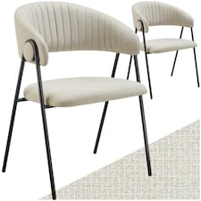 Dining Chair Bedano - woven fabric, padded, 150 kg load capacity - Set of 2 Grey | Greige