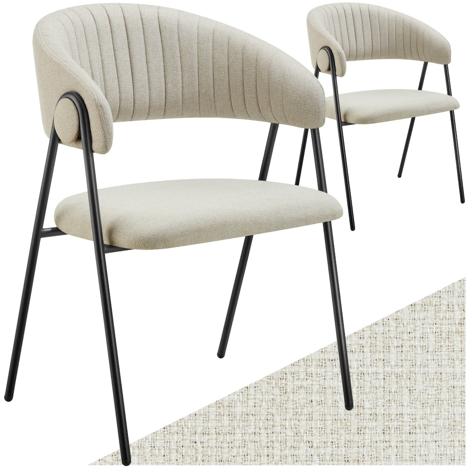 image 1 of Dining Chair Bedano - woven fabric, padded, 150 kg load capacity - Set of 2 Grey | Greige