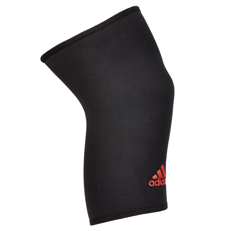 image 1 of Adidas Knee Support Breathable Knee Sleeve, Size L, Black | Multi | Black with red Adidas logo
