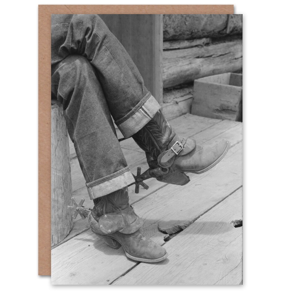 image 1 of Russell Lee Boots and Spurs Vintage Photograph Art Greeting Card