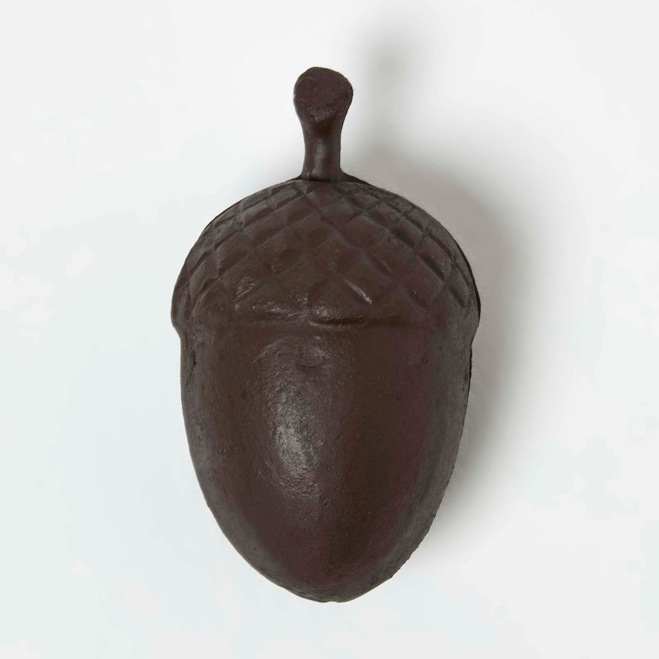 image 1 of Homescapes Brown Hollow Acorn Key Keeper Cast Iron