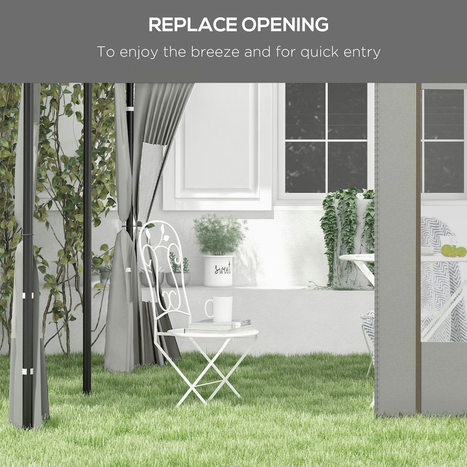 image 1 of Outsunny 3x3(m) or 3x6m Pop Up Gazebo Side Panels with Windows, Grey
