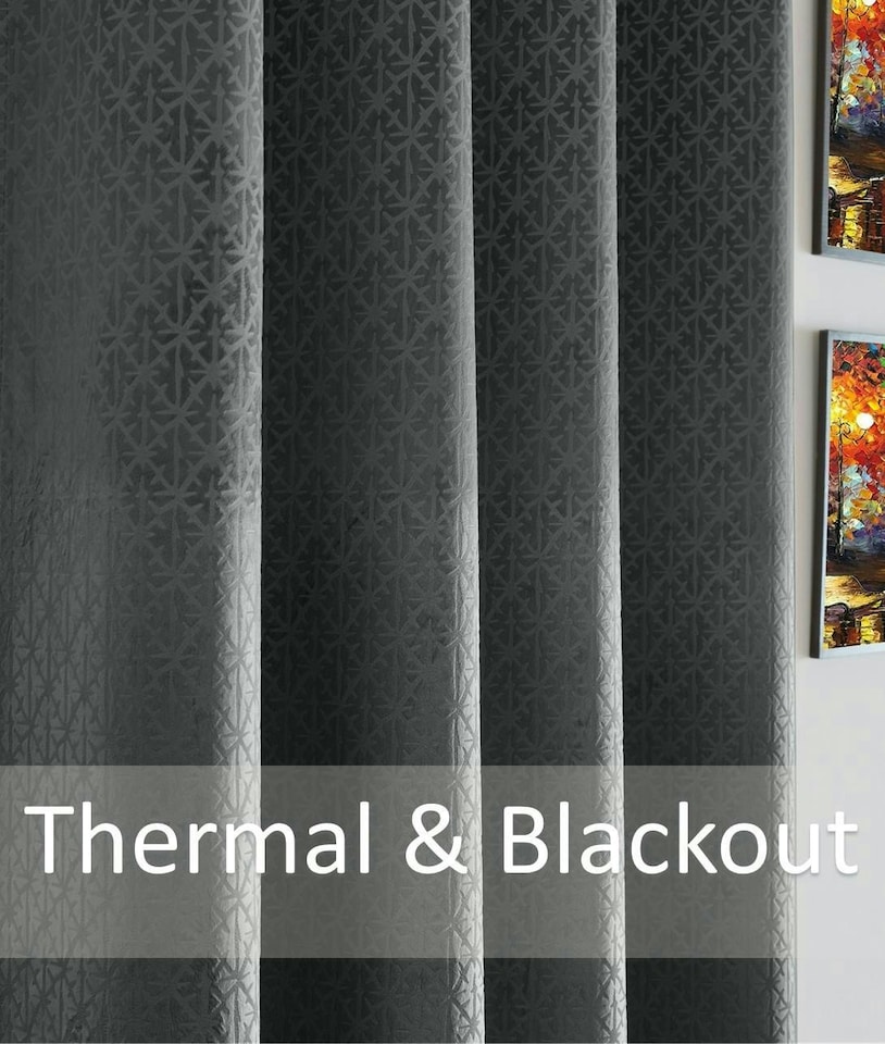 image 1 of Temple Velvet Ring Top Blackout Curtains - 229cm x 183cm - Charcoal
