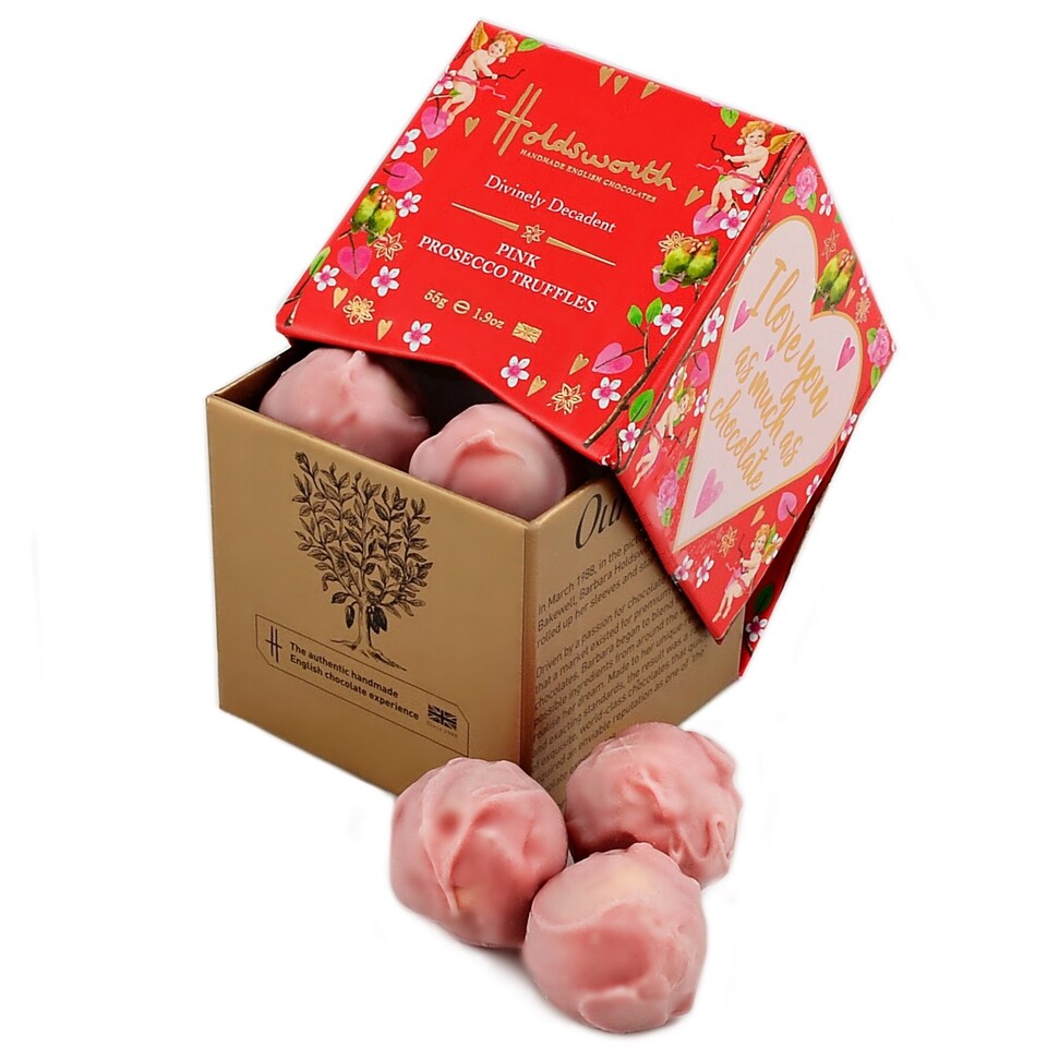 image 1 of Holdsworth Chocolates Petite Pink Prosecco Truffles 55g