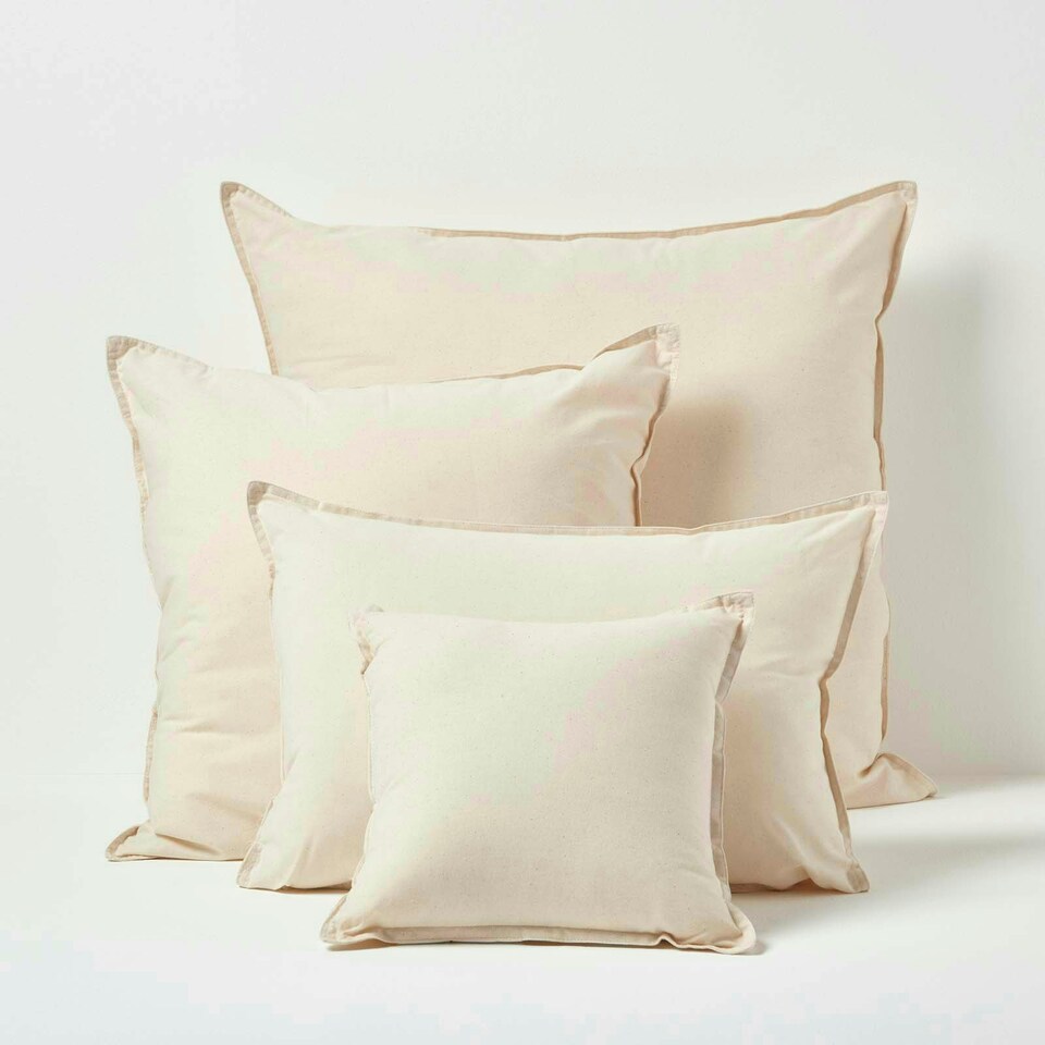 image 1 of Homescapes Luxury Organic Cotton Cushion Pad Insert Inner 60 x 60 cm (24 x 24") | Cream