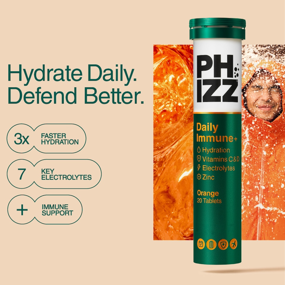 image 1 of Phizz Daily Immune+ Orange, Hydration, Electrolytes and Vitamins Effervescent (60 Tablets)