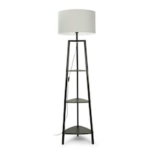 ValueLights Hiru Painted Tripod Shelved Black Floor Lamp Base