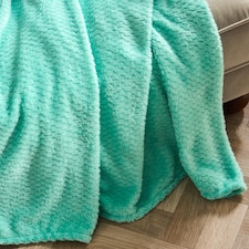 OHS Luxury Large Waffle Honeycomb Mink Warm Throw - 150 x 200cm | Green | Jade Green