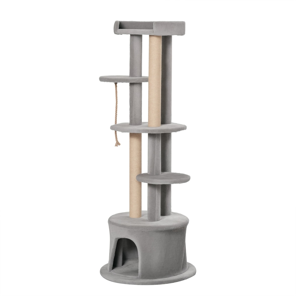 image 1 of PawHut Multi-level Cat Tree Tower with Condo Scratching Post, 150cm, Grey