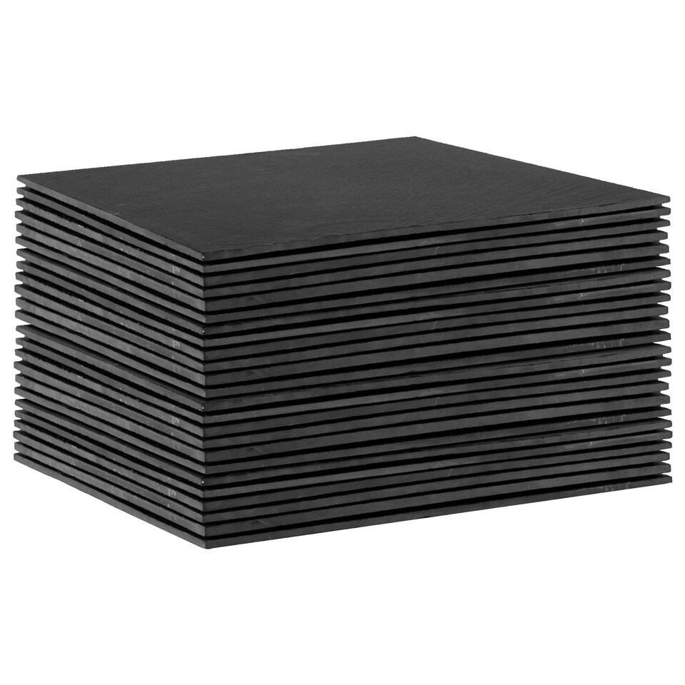 image 1 of Argon Tableware Square Slate Placemats - Set of 24 Natural Stone Smooth Edge Slate Dinner Mats Dinnerware Plate Placemats 33cm