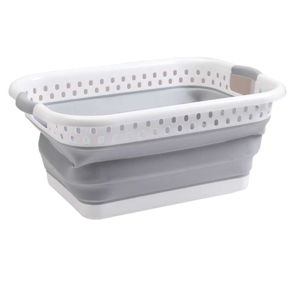 image 1 of 39L Collapsible Plastic Laundry Basket, Foldable Laundry Hamper