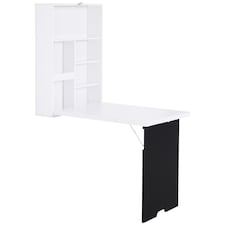HOMCOM Multi-Functional Folding Wall-Mounted Table withChalkboard Shelf