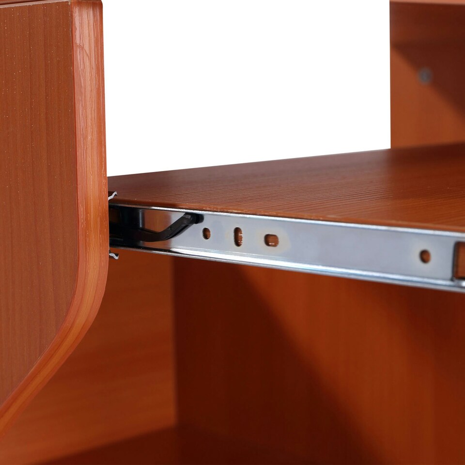 image 1 of HOMCOM Computer Table Study Desk with Sliding Keyboard Tray, Cherry Wood