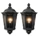 image 1 of Set of 2 Sienna - Black with Clear Glass IP44 Outdoor Half Lantern Wall Lights with PIR Motion Sensor | Black | Clear | 2