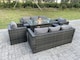 image 3 of Fimous Outdoor Rattan Garden Furniture Gas Fire Pit Table Sets Gas Heater Lounge Chairs Dark Grey 8 Seater
