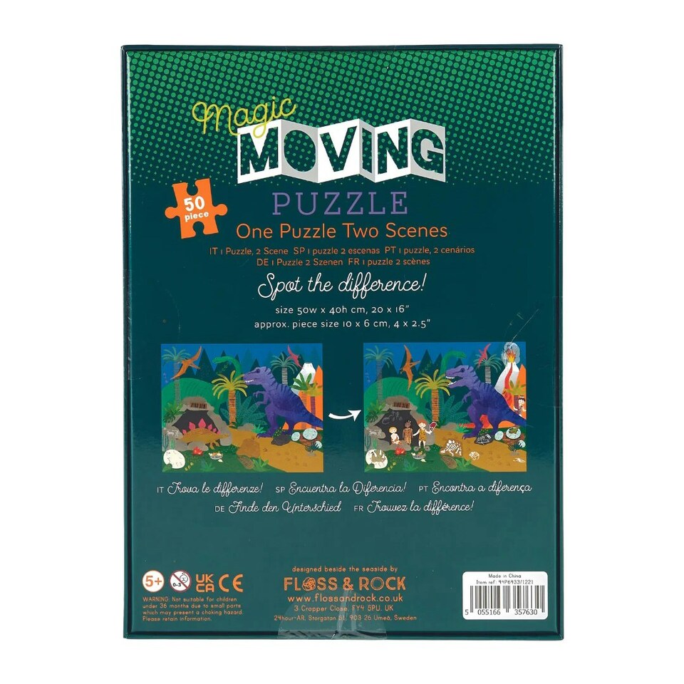 image 1 of Floss & Rock Magic Moving Jigsaw Puzzle 50 Piece - Dinosaur
