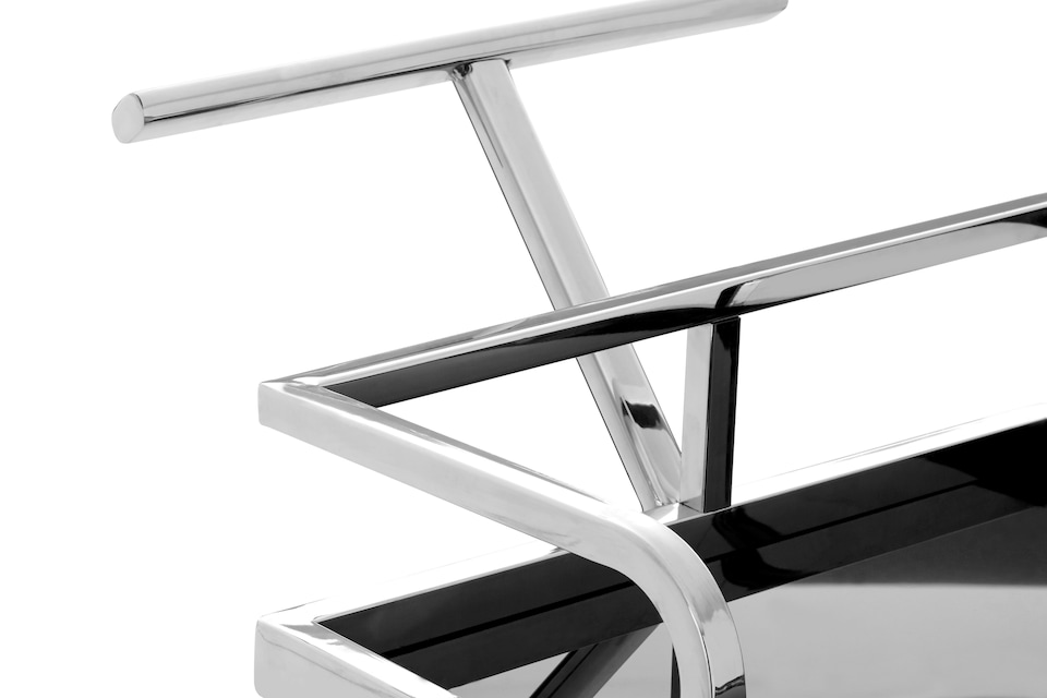image 1 of Orsina  Durable 2 Tier Silver Wavy Design Trolley, Elegant Drinks Trolley, Steel Constructed Island Trolley