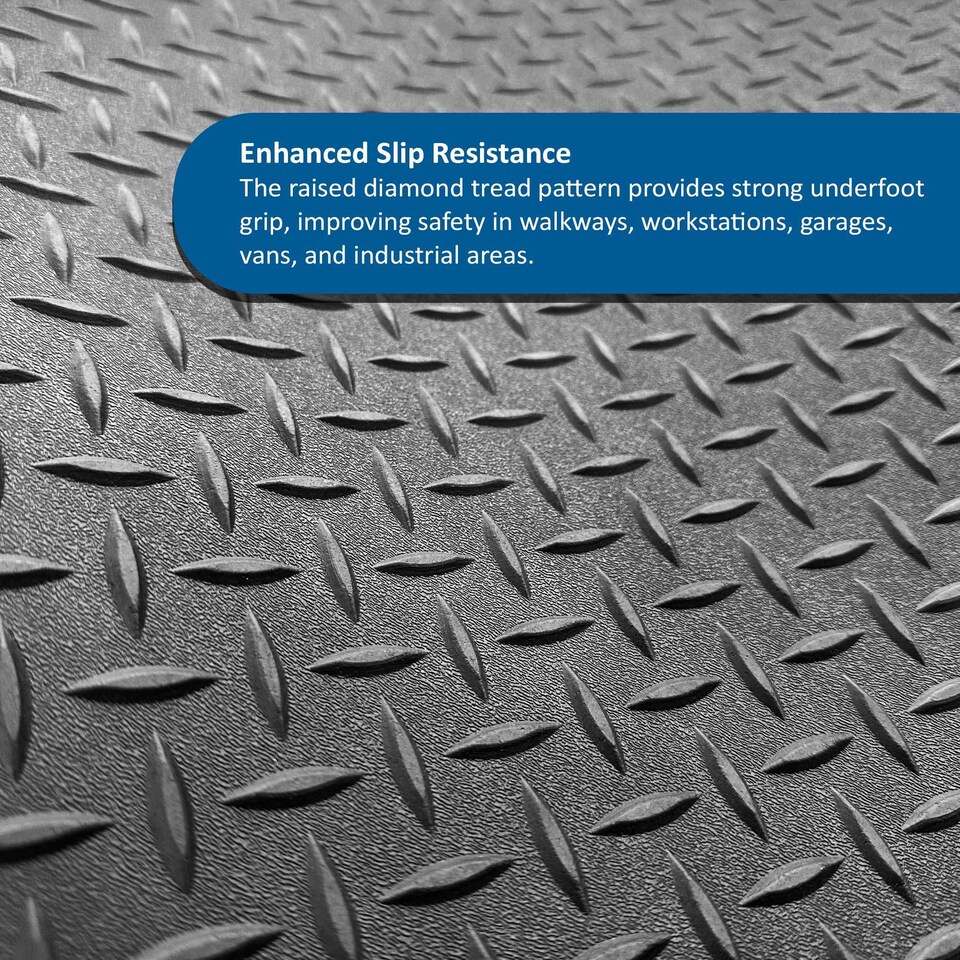 image 1 of Heavy Duty Diamond Pattern Rubber Flooring | Black | 11m
