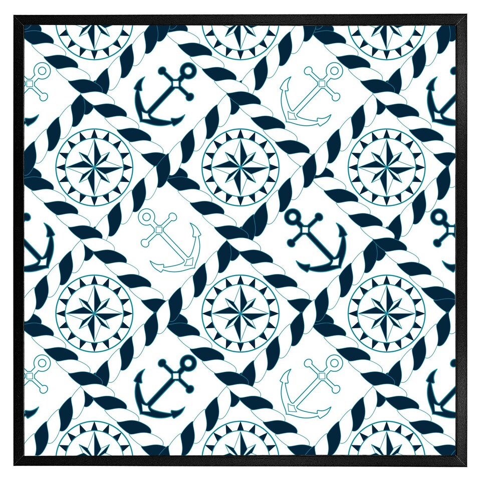 image 1 of Blue nautical elements (Picture Frame) Grey | M