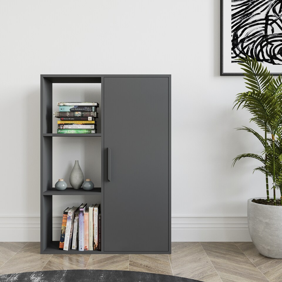 image 1 of Decorotika Patrick 3 Shelves and a Cabinet Bookcase