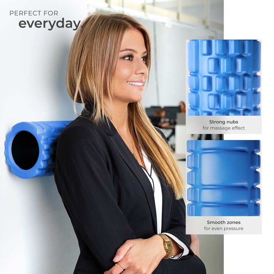 image 1 of Foam Roller with Textured Surface for Therapy Treatment, 335 x 145 mm | Blue | blue | 33,50 x 14,50 x 14,50 cm | 1