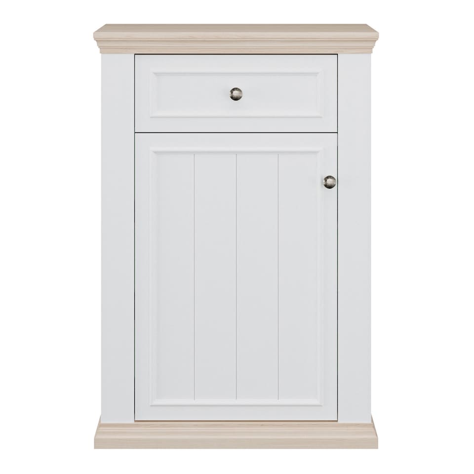 image 1 of Pontypool Shoe Cabinet with Drawer in White and a Riva Oak
