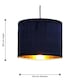image 8 of Sundance - Navy Blue Velvet Pleated 25cm Lamp Shade with Gold Inner | Blue | Pleated navy velvet with gold cardboard inner detail | 1