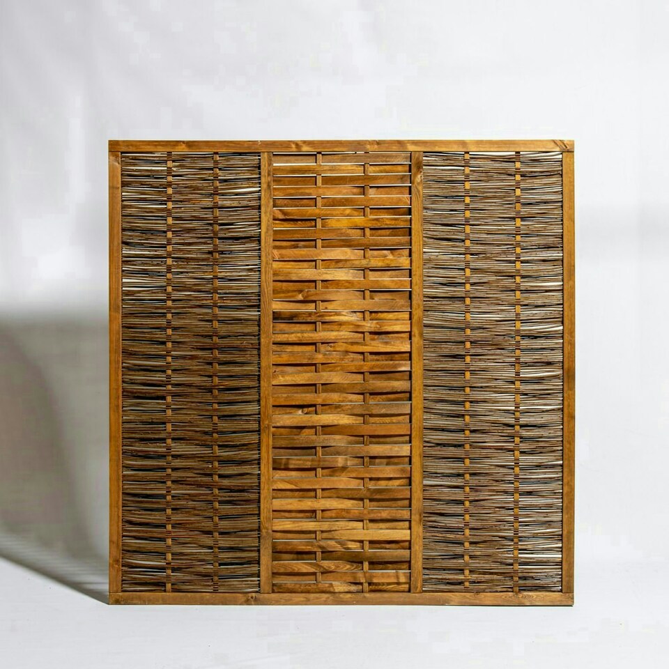 image 1 of Primrose Willow Premium Framed Fence Panel Bunched Hurdle Woven 1.82m x 1.82m