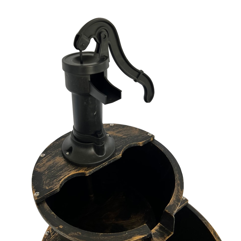 image 1 of 2 Tier Cascading Barrel Garden Water Pump Fountain Feature