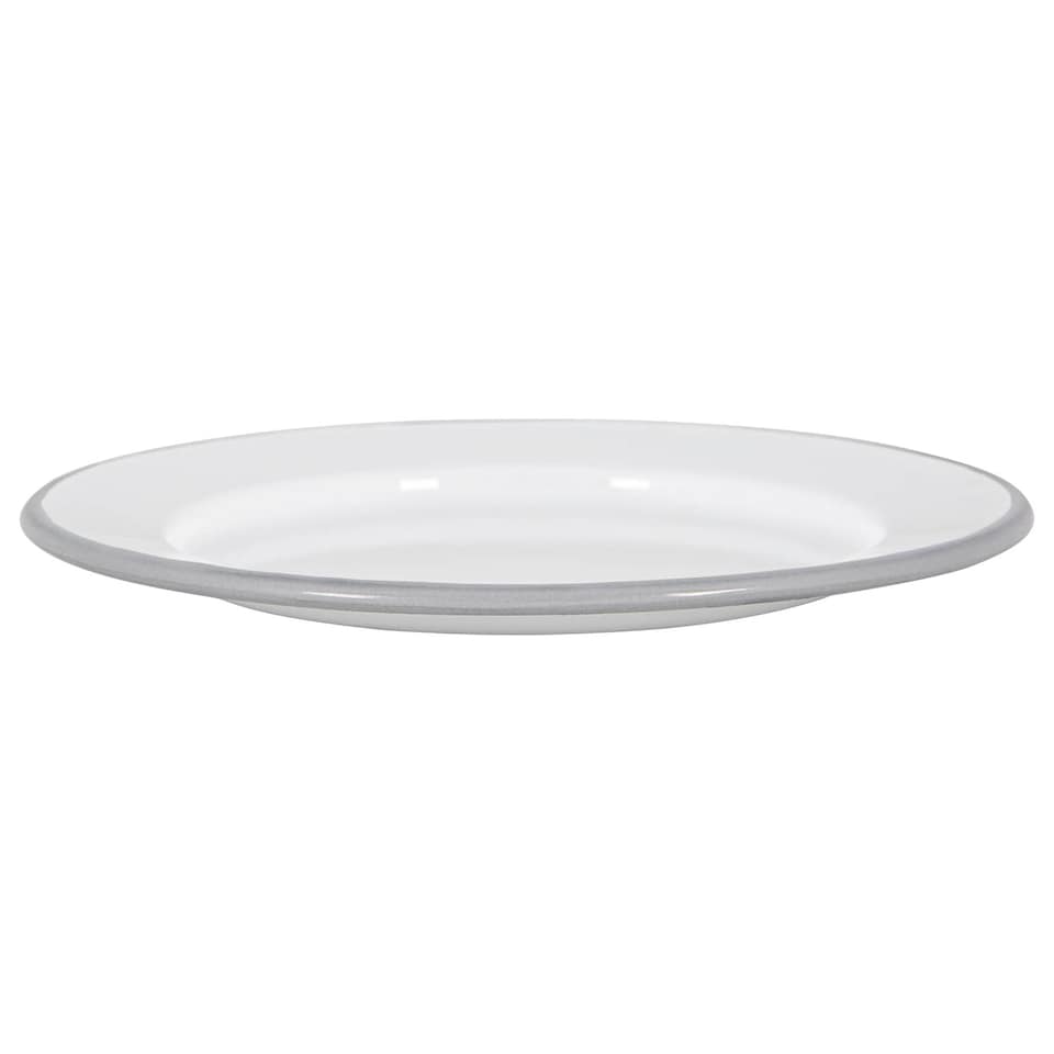 image 1 of Argon Tableware White Enamel Side Plates - 20cm - Grey - Pack of 6 | Grey | Grey