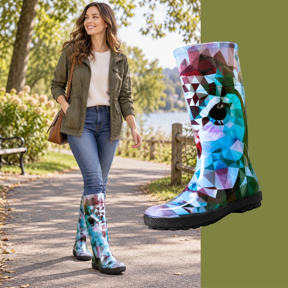 image 1 of Hawai Lady Women's Tropical Print PVC Rain Wellies EU40