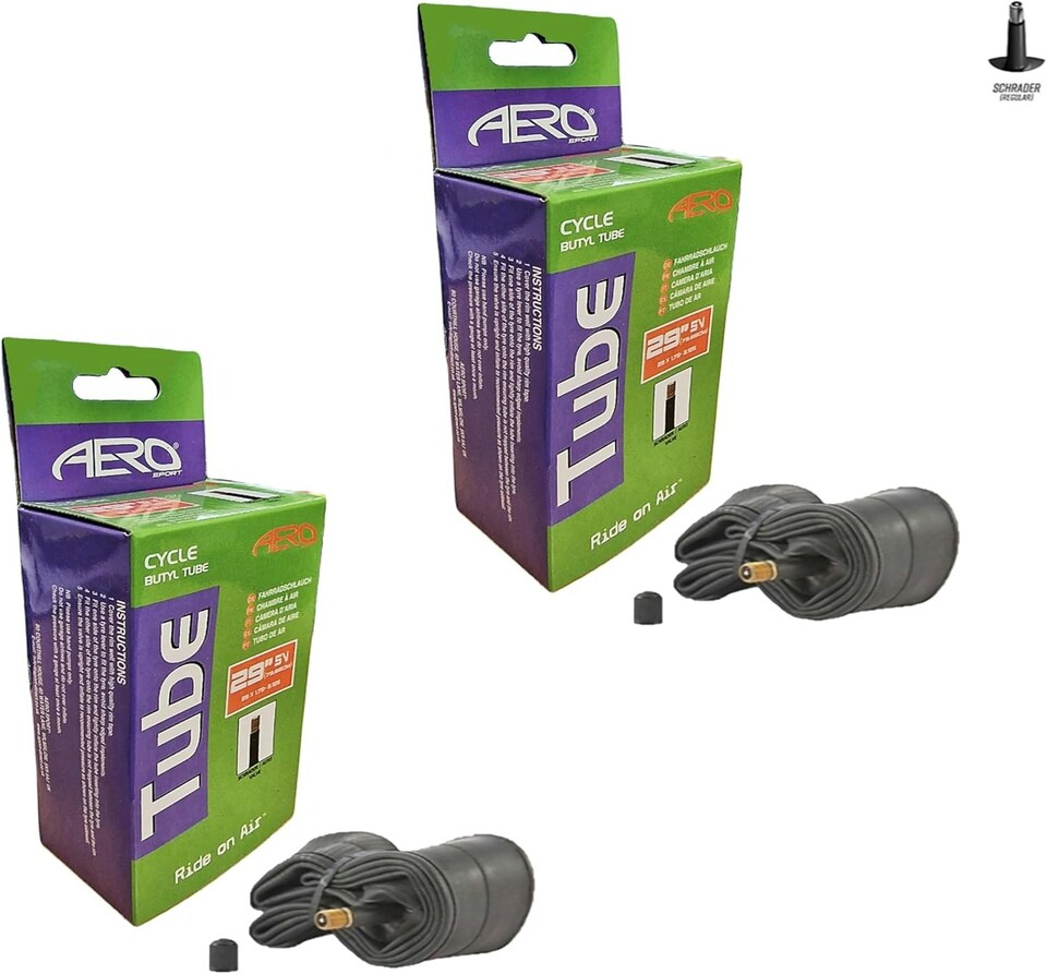 image 1 of AWE Set x 2 Butyl Rubber 29" MTB/E-Bike Inner Tube 29 x 1.75-2.125 Schrader Valve