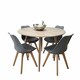 image 1 of Modern Round Dining Table Set With 4 Grey Plastic Chairs Dining Room Furniture