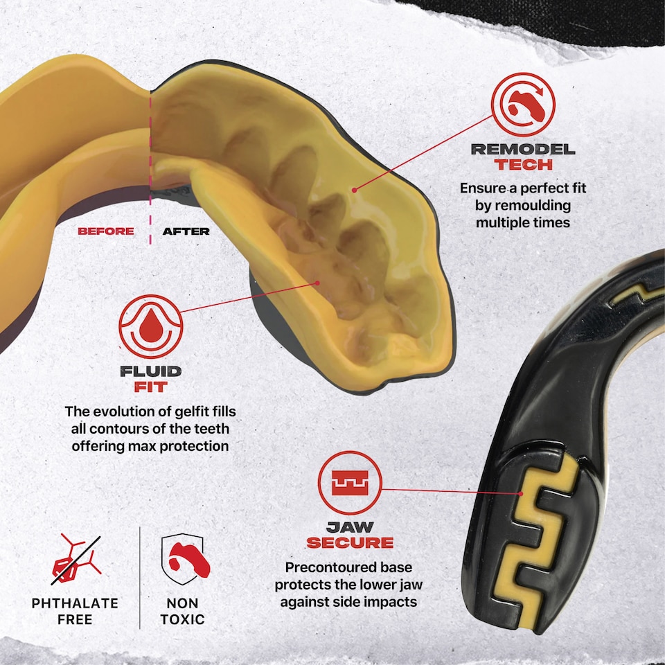 image 1 of SAFEJAWZ Extro Sports Mouth Guard Goldie Adult/Junior