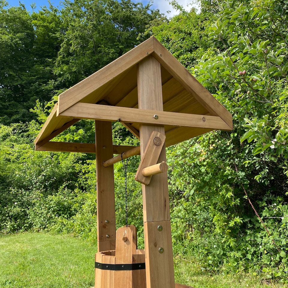 image 1 of Large Wooden Garden Wishing Well Planter