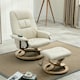 image 8 of Tuscany Bonded Leather Swivel Recliner Massage Chair w Footstool (Cream)