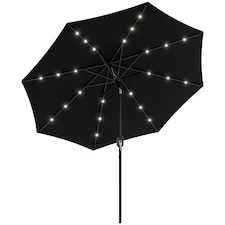 Outsunny 2.7m Patio Garden Umbrella Outdoor Parasol Outdoor Market Table Umbrella with Tilt Crank and 24 LEDs Lights Black