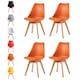 image 1 of Set of 4 Dining Chairs with Solid Wooden Legs and Seat Cushion Pads in Orange - Eva by MCC