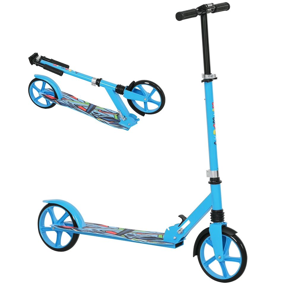 image 1 of AIYAPLAY Kids Scooter, Foldable Kick Scooter w/ Adjustable Handlebar, Blue