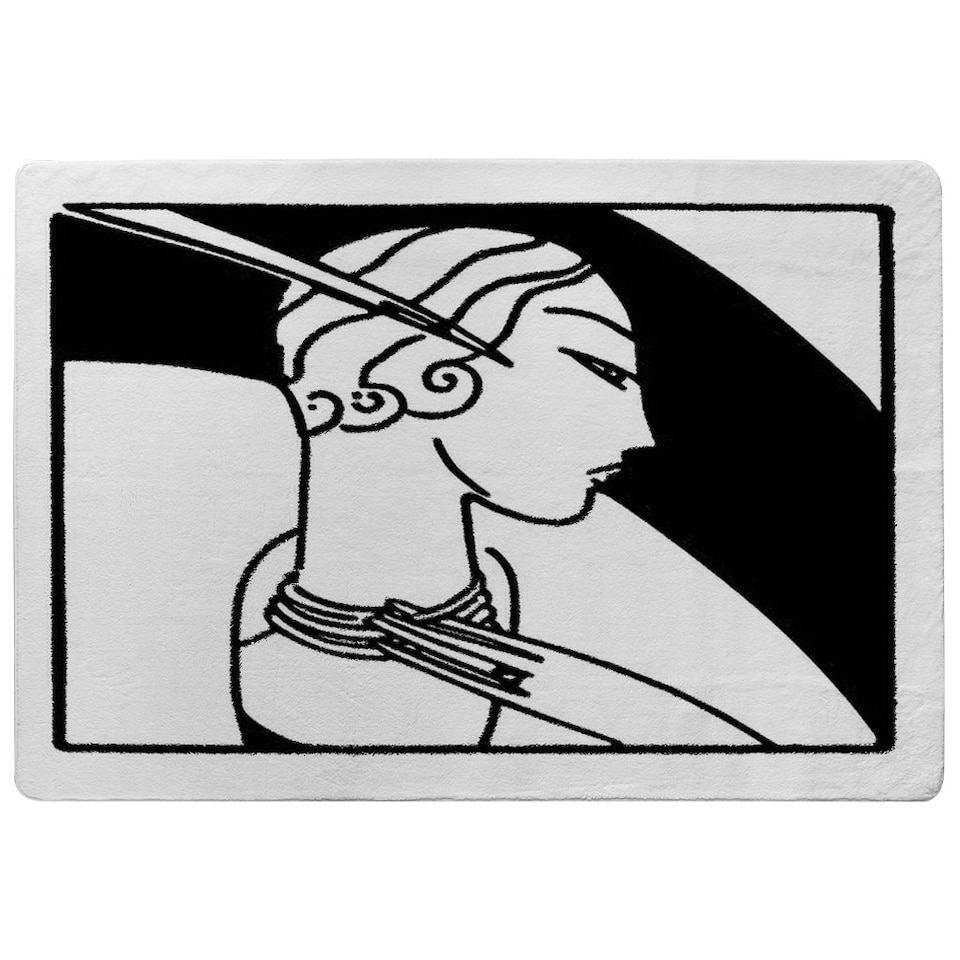 image 1 of Art Deco Woman (Rug) Black | Large: 140x200cm