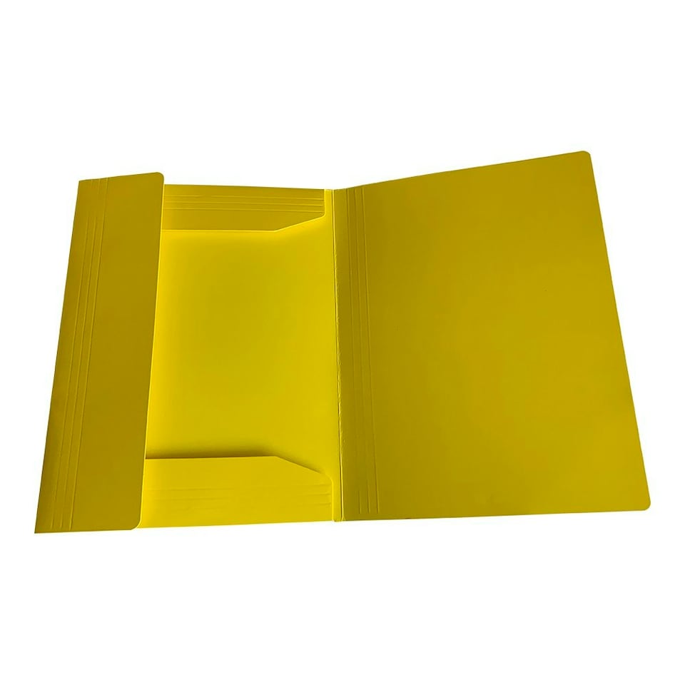 image 1 of Janrax A4 Yellow Laminated Card 3 Flap Folder with Elastic Closure