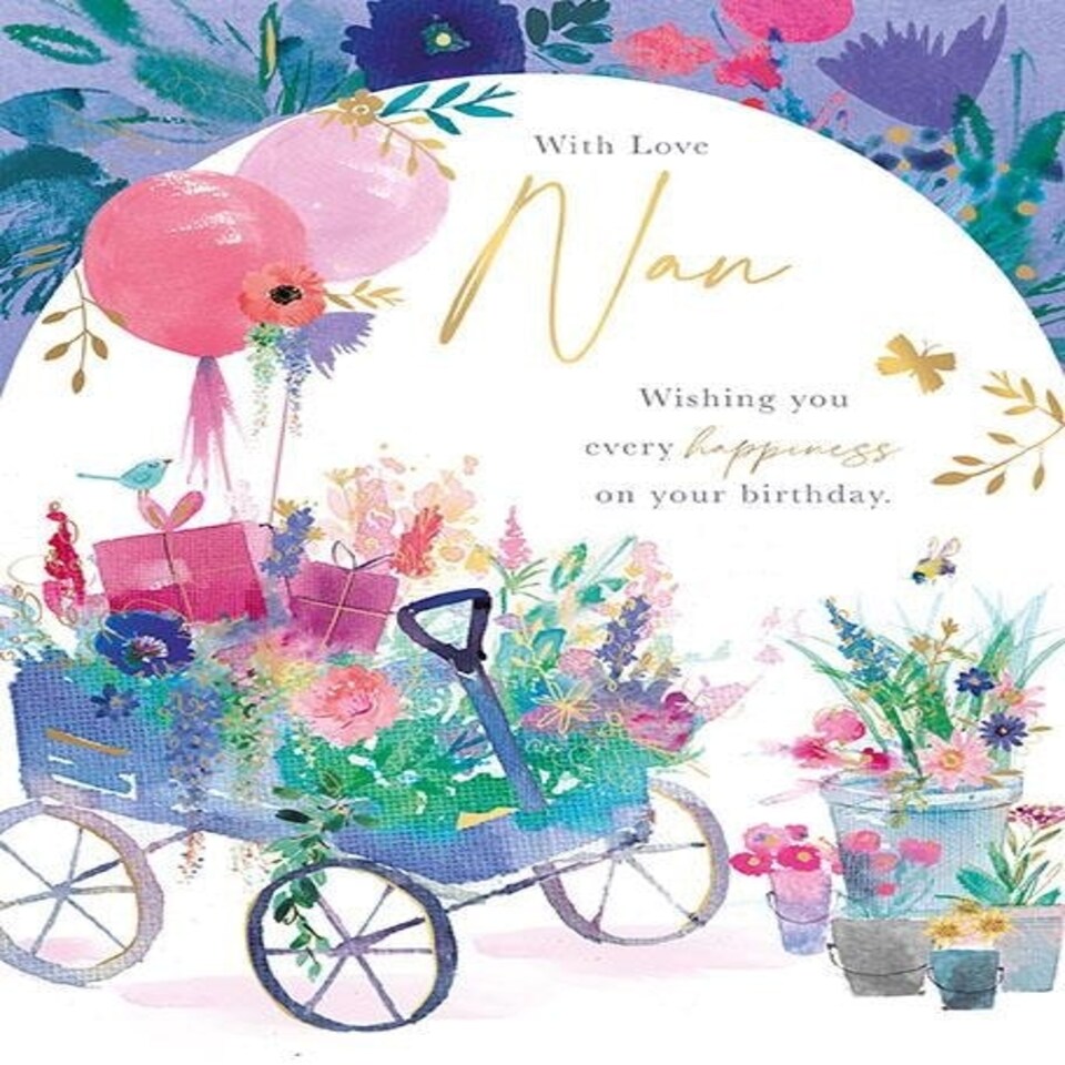 Words 'n' Wishes Traditional Nan Birthday Card, Nan Birthday Card, Multi-Coloured, 21.6 x 16.5 cms